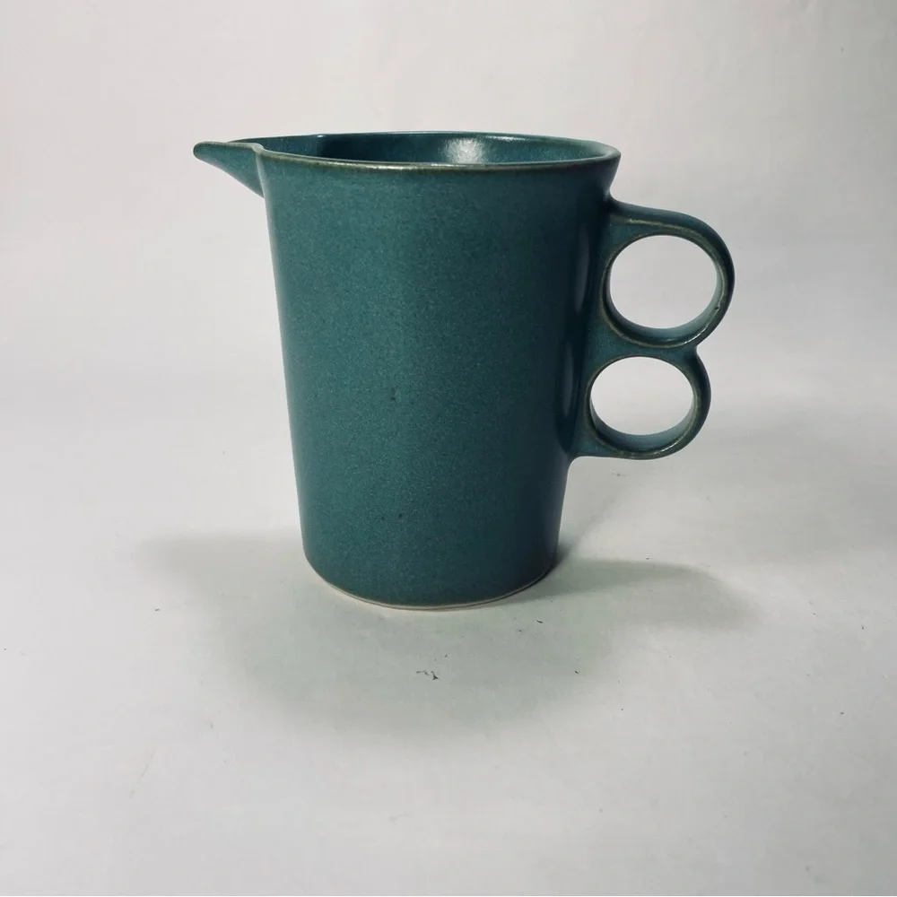 Bennington Potters Trigger Teal Creamer Double Handle Mid-Century Modern 1394 - Picture 3 of 13